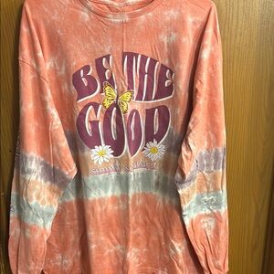 Simply Southern Coral Tie-Dye 'Be The Good' Shirt